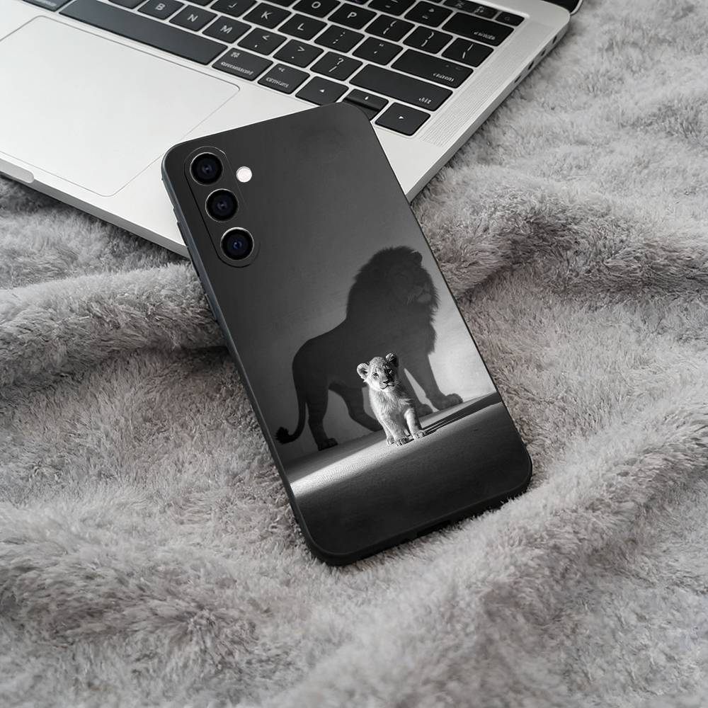 Lion- Pattern Phone Case For Samsung Galaxy A73,A71 A72,A70,A53,A52,A51,Soft Silicone Black Cover