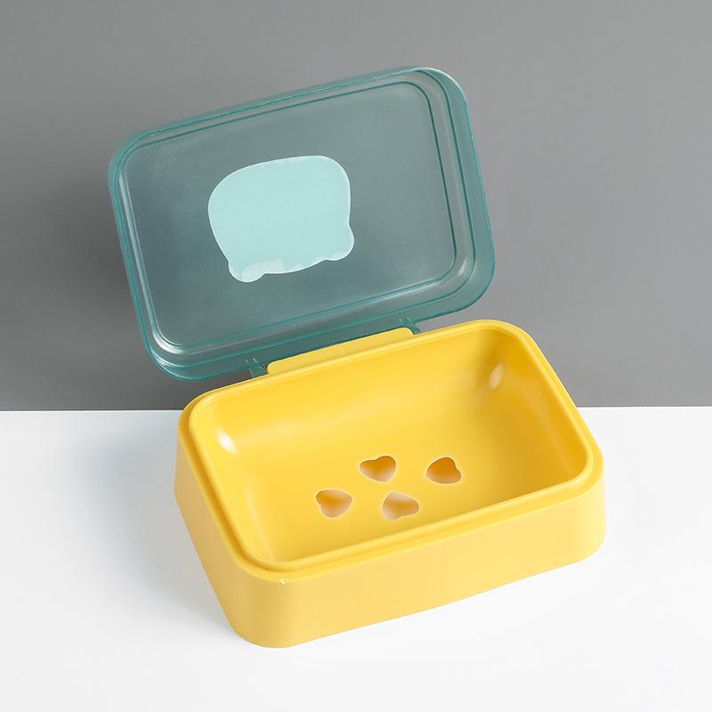 Compact Portable Soap Dish with Draining Flip Lid for Dorm and Home Bathrooms