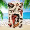 Vintage Tattoo Art Beach Towel 1Pc Microfiber Waterproof Sandproof 2D Flat Printed Summer Holiday Pool Sun Bath Towel
