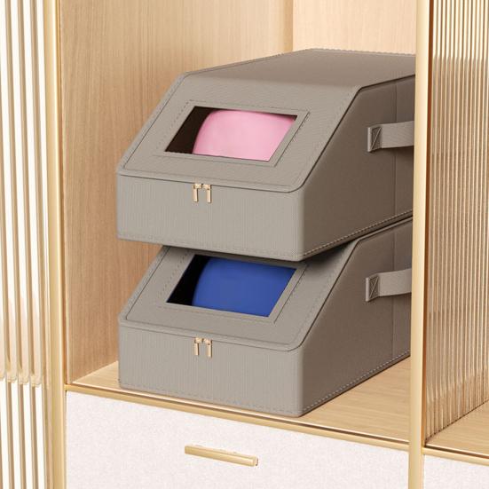 Yousheng Hat Storage Box Baseball Cap Organizer with Transparent Window Stackable Hat Case Holds Up To 12 Caps for Closet Dust-Free Storage