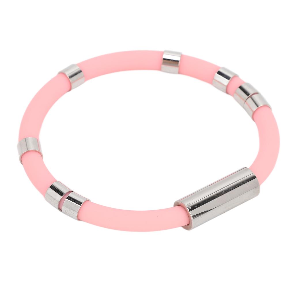 Anti Static Wrist Strap 8 Rings Pink Waterproof Washable Comfortable Wearing Silicone Bracelet for Jogging Winter