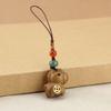 Chinese Style Sandalwood Horse Copper Coin Keychain & Phone Charm