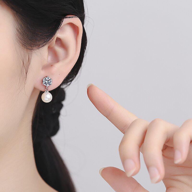 HuiSept Luxury Drop Earrings with Pearl Zircon Gemstone 925 Silver Jewelry for Female Wedding Bridal Promise Party Gift Ornament