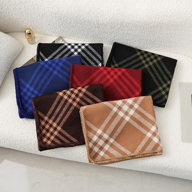 Double sided Plaid Scarf for Women Winter Warm Wool Scarf  Autumn and Winter Korean Style Cashmere Scarf with Atmosphere