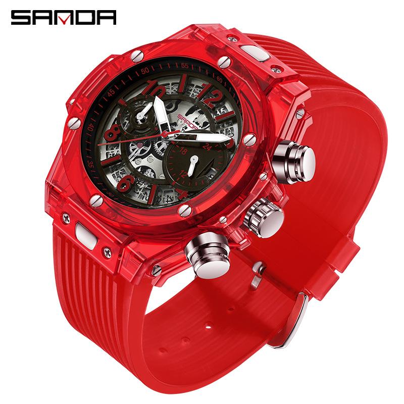 SANDA Brand Luxury Watch Men Wrist Watches Multifunction Sports Waterproof Luminous Sports Casual Clock Men Quartz Watches