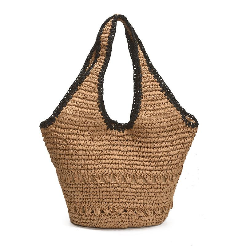 Summer new fashion straw handbag large capacity bucket bag versatile beach straw bag