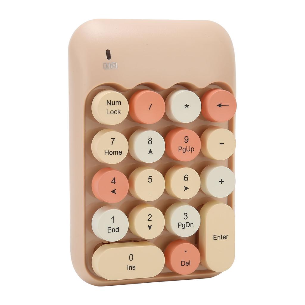 2.4GHz Wireless Numeric Keypad 18 Keys Retro Color Round Keycaps Mini Number Keyboard with USB