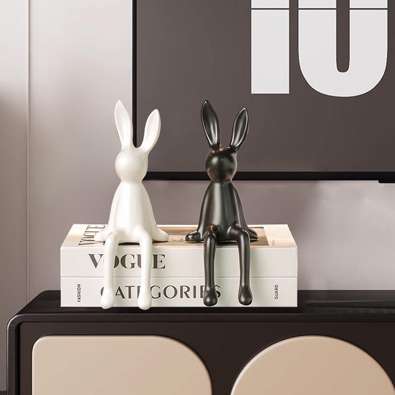 Keramik-Kaninchen-Ornamente für die Heimdekoration - Wohnzimmer, TV-Schrank, Flur, Weinschrank-Dekoration