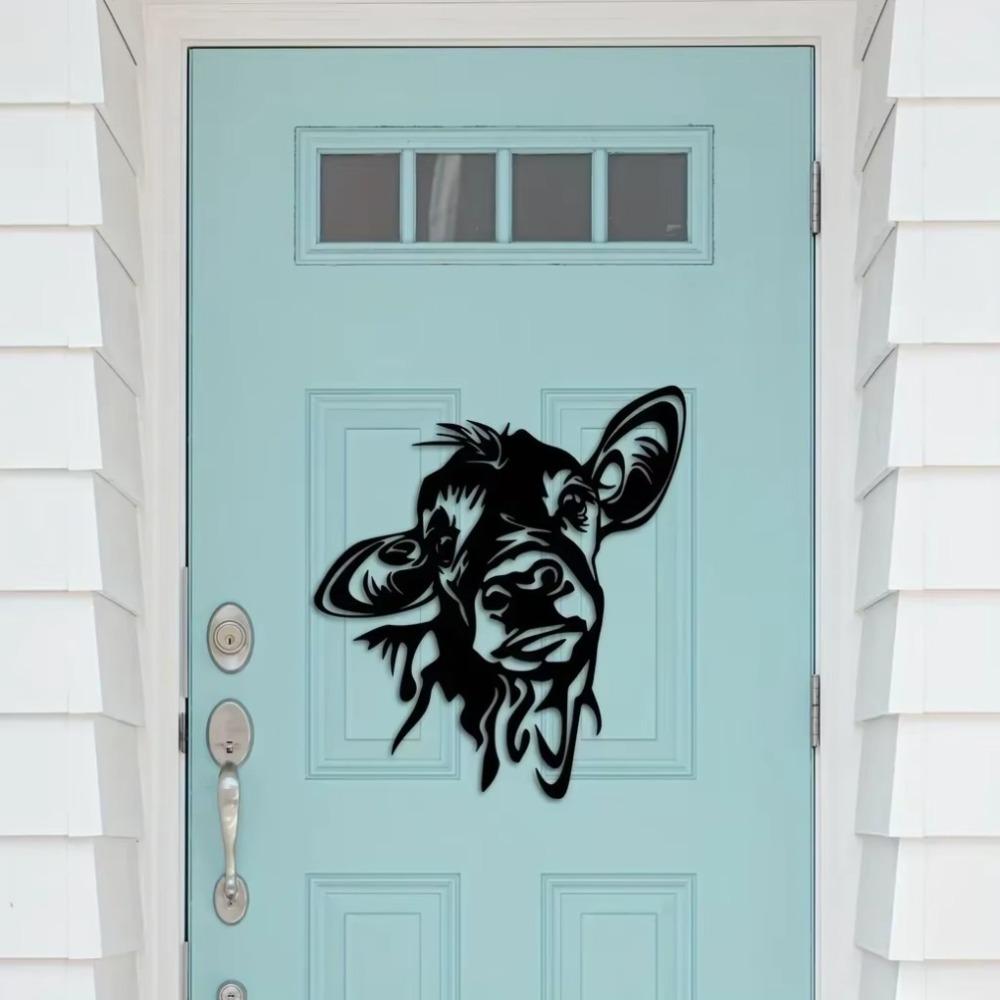 Black Metal Cow Wall Decor Rustic Kitchen Cafe Farmhouse Hanging Art