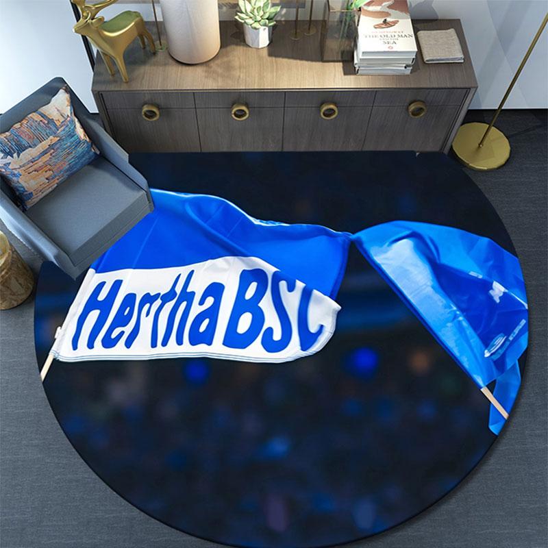 Hertha Berlin pattern round rug,Carpet Rug for Living Room Bedroom Playroom ,Non-slip Floor Mat,Holiday Gifts and Birthday Gifts.