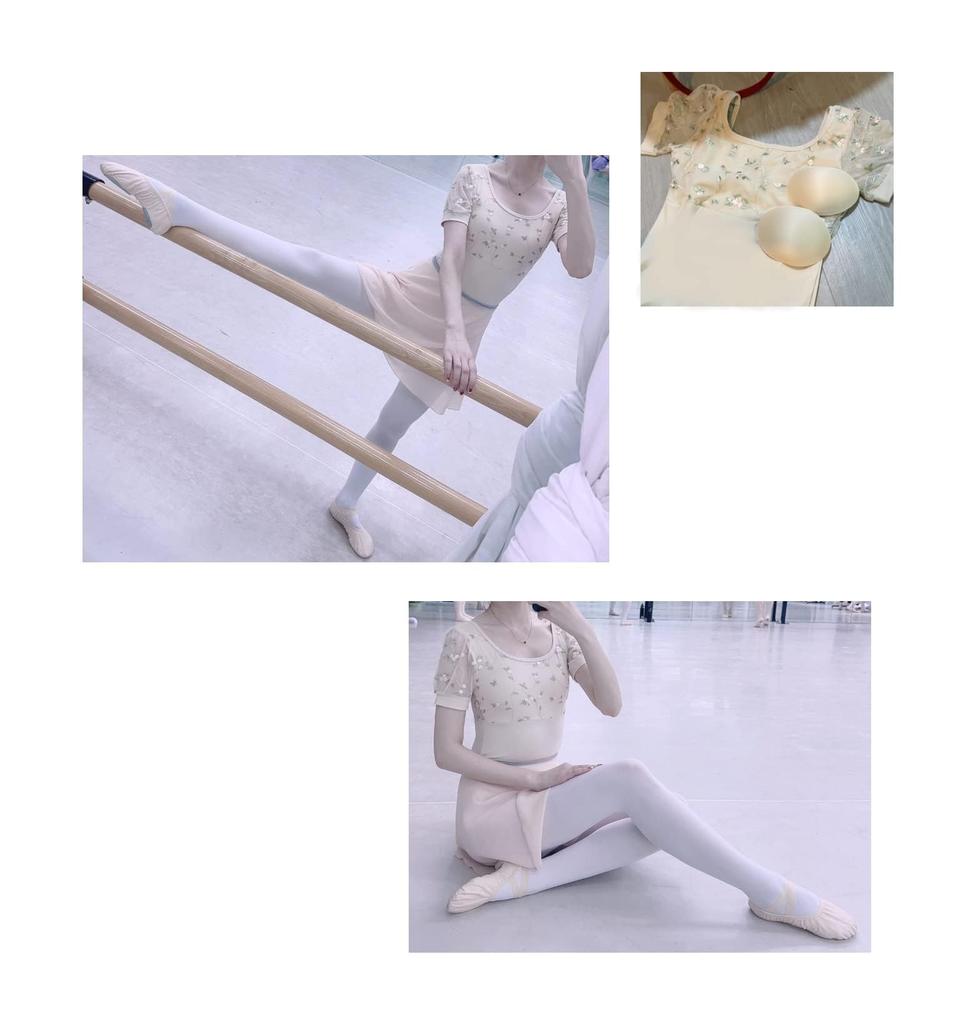 ProDance Embroidered Mint and Ivory Short Sleeve Ballet Leotard PLHA018MA Half-Cup (L, Ivory)