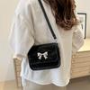 Stylish Small Bowknot Handbag Elegant Chic Square Bag In Black White Silver Colors For Everyday Use