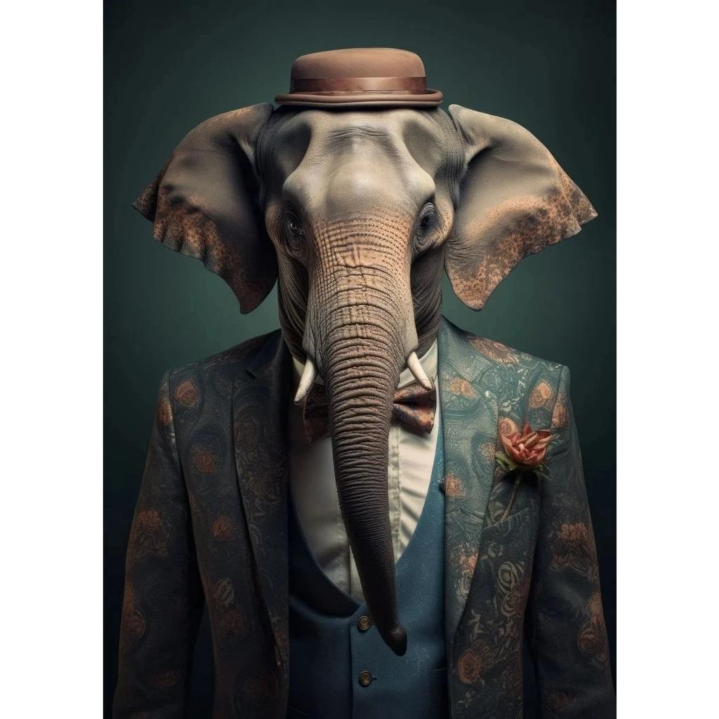 Plakat ze zwierzęciem w stylu Boho Lew Słoń Szympans Obrazy Nowoczesna Sztuka Ścienna Obrazy na Płótnie do Salonu Wystrój Domu