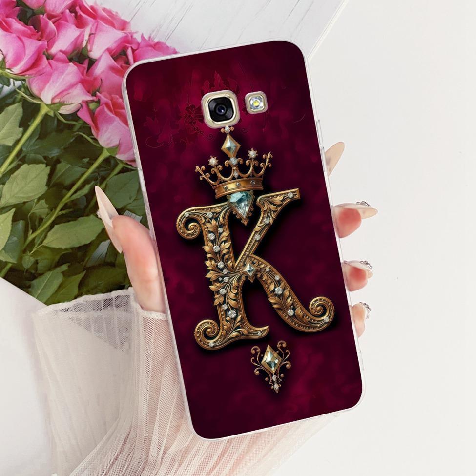Clear For Samsung A5 2017 A520F A520K Cover For Samsung Galaxy A5 2017 Case Luxury Crown A-Z Letters 2D Flat Pattern Soft Casing