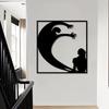 1 Stück Surfwelle Metall Wandkunst Dynamisches Surfer Wandbild für Sommer Halloween Surfen Liebhaber Wetterbeständig Eisen Dekor Terrasse Garten Zaun Außenbereich