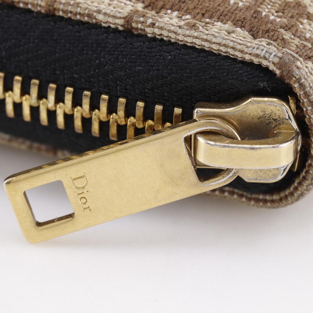 Dior Zip Around Purse 43BO.1215 Oblique Brown Canvas Women Used