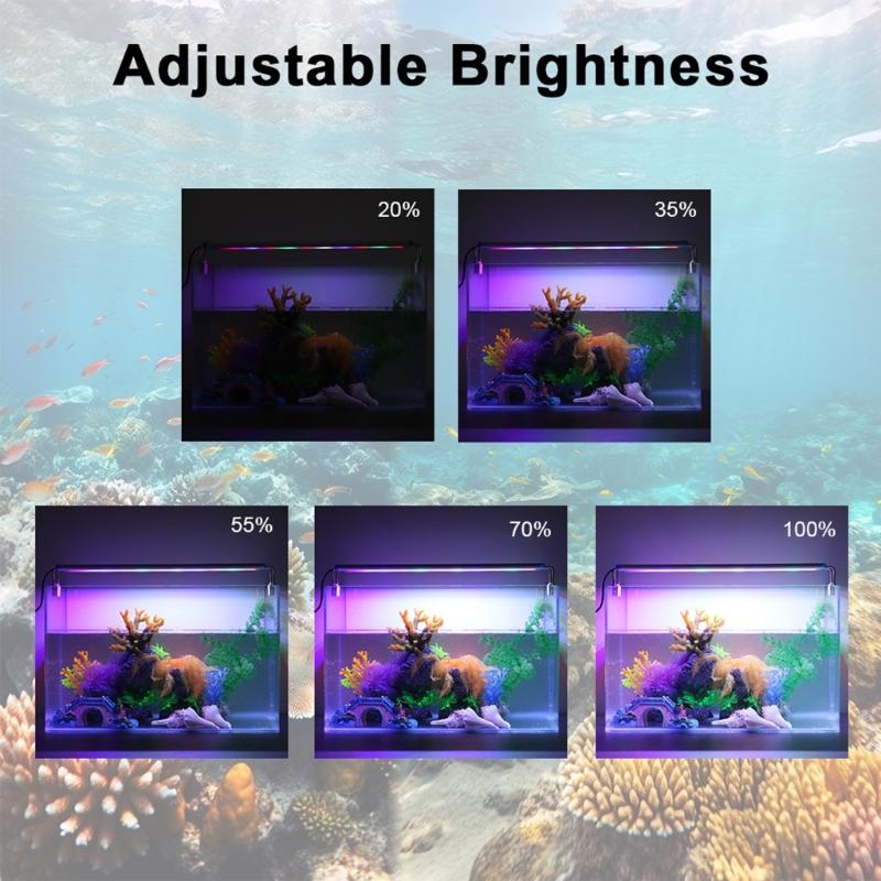 Luce LED per Acquario ad Alta Luminosità a 6 File con Alimentatore USB Design Sottile e Modalità di Luminosità Multiple Decorazioni per Acquario