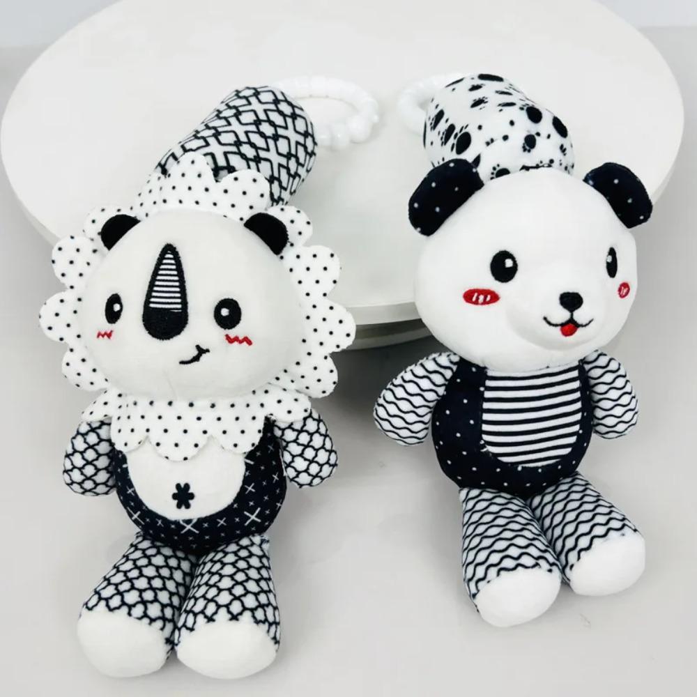 Stroller Bed Crib Hanging Bell Plush Doll Baby Infant Rattles Newborn Black White Visual Grab Ability Training Toy for Bebe Gift