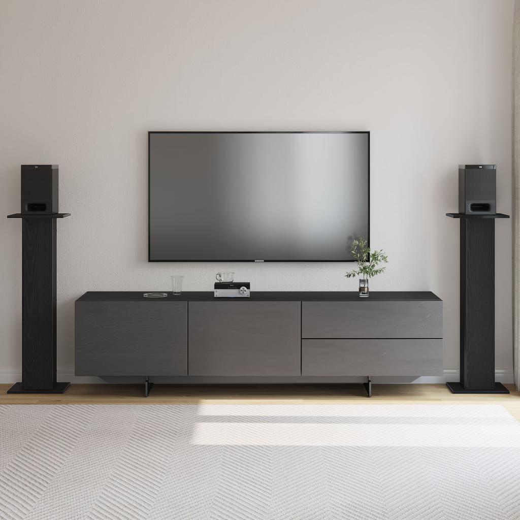 Minimalist Square Modern Living Room Speaker Stand, Set of 2, Display Stand, Black,