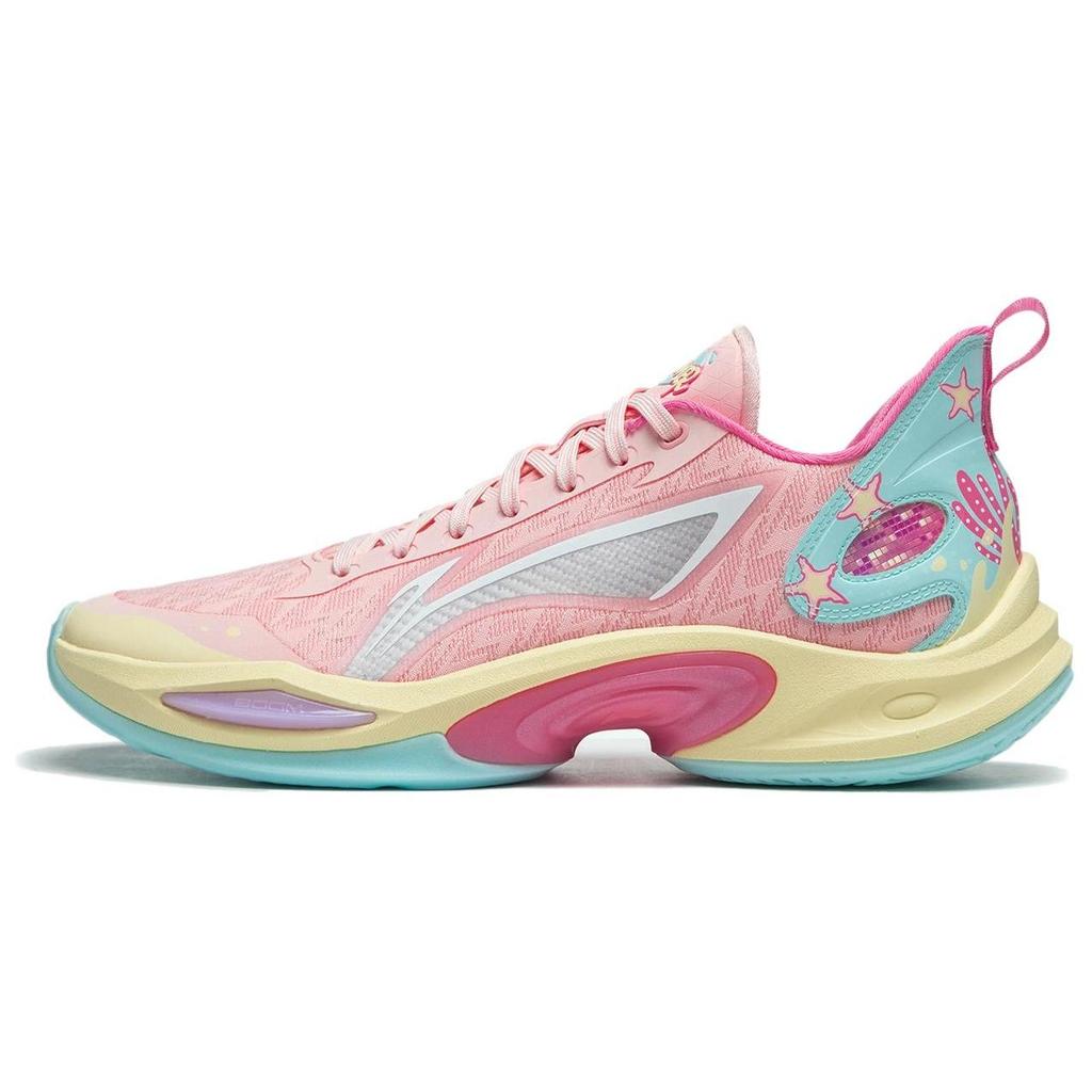 Li-Ning Super Lightweight 2024 Shock Absorption Non-Slip Wear-Resistant Lightweight Rebound Low-Top Basketball Shoes Men Sneaker Pink Blue ABAU011-8