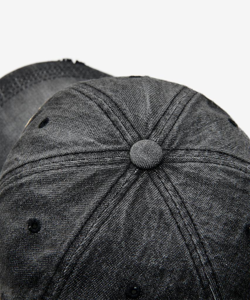 DOFFJASON Vintage Washed Denim Ball Cap Black