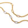 Titanium steel neck chain fully paved with diamond zircons, high-end color-block stainless steel Cuban link necklace