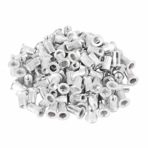 uxcell 110pcs M4 Flat Head Rivets with Threaded Insert Nuts, Aluminum Alloy, Silver Tone, for Cars