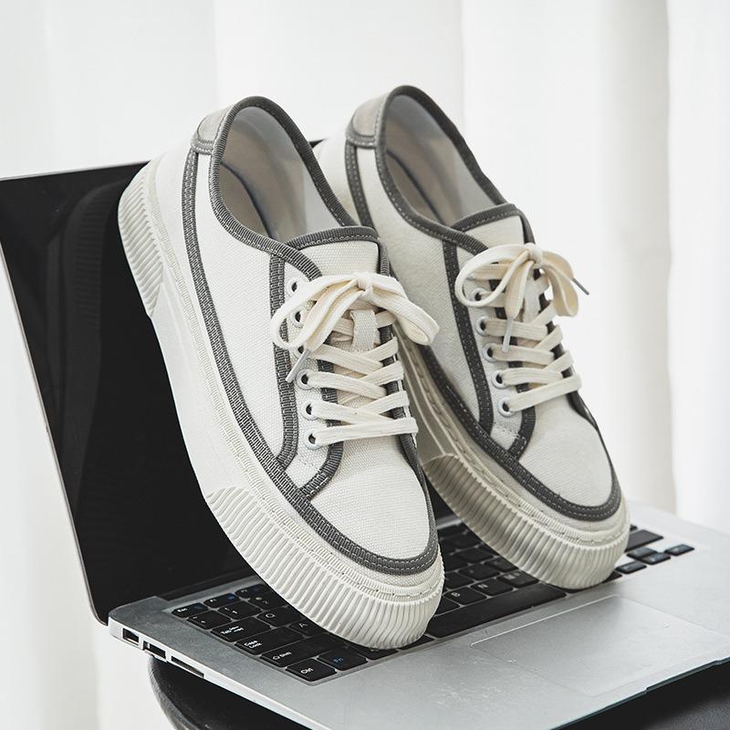 2880 Summer breathable canvas shoes men's low-top flat shoes versatile casual shoes black one-pedal men's shoes trendy cool