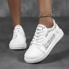 TUINANLE Scarpe da Ginnastica Piatte da Donna Bianche Comode Traspiranti Casual Design Leggero
