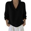 Women's Fashionable Long-sleeved Solid-color Pullover Knitted Sweater Top