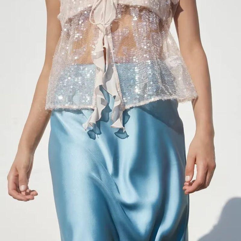 Zbzr Spring New Women Clothes Western Style Fashion Simple and Versatile Casual Sequins Sling Top 9491887