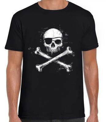 Jolly Roger Pirátská vlajka Lebka a zkřížené hnáty Plachtění Podivné Černé Tričko 395