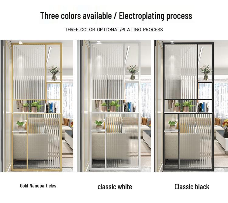 Modern Nordic Glass Partition Screen with Iron Art and Stainless Steel Washstand for Luxury Living Room and Entryway