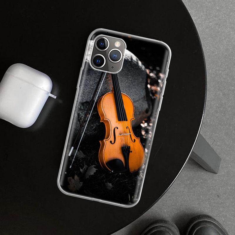 Music Violin Phone Case Cover for iPhone 11 12 13 Mini 14 15 Plus 16 Pro Max 17 Air 7 8 + SE Art Customized Fundas 11 12 13 Mini