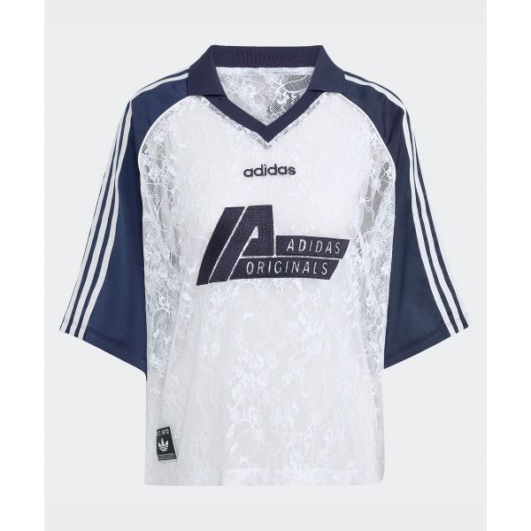 adidas Originály Krajka 3 Pohodlný Stylový Krátký Rukáv Fotbalový Dres Dámské topy Bílá Tmavě Indigo KD2275
