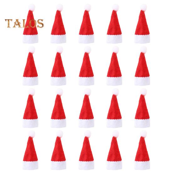 

20 шт. Рождественская шляпа в виде конфеты, колпачок для пальца, украшение в виде леденца, мини-колпачок Санты, украшение для стола на Новый год, чехлы для бутылок вина, вечеринки красный