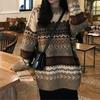 Navava Nk2764 ReTro PaTTern Long Sleeve KniT T shirT