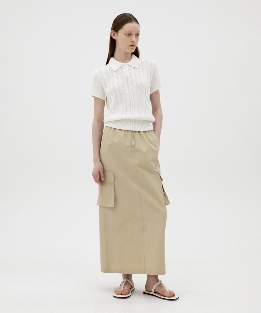 Leuba Cargo String Long Skirt - Beige
