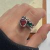 925 Sterling Silver Rings for Women Couple Minimalist Handmade Simple Retro Red Stone Ring Fine Jewelry Gift Prevent Allergy