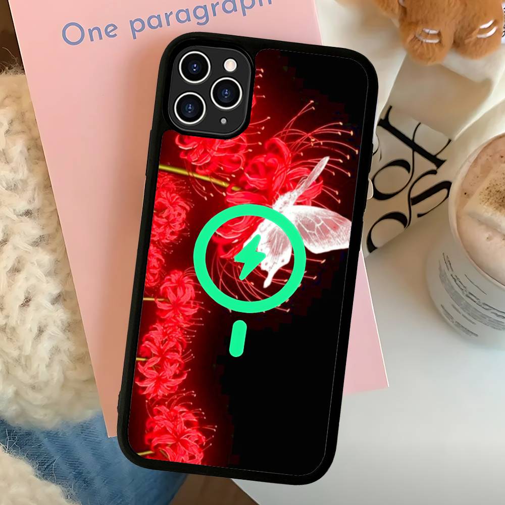 

Red Spider Lily Japan Art For Magesafe Magnetic Wireless Phone Case For IPhone 17 Pro Max Air 13 12 Mini 16 15 14 11 iPhone 12 pro