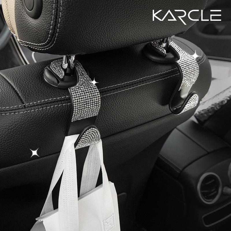 4PCS Car Seat Hook Rhinestone Rear Rotatable Invisible Multifunctional Storage Car Hooks Bold ABS Auto Seat Hooks