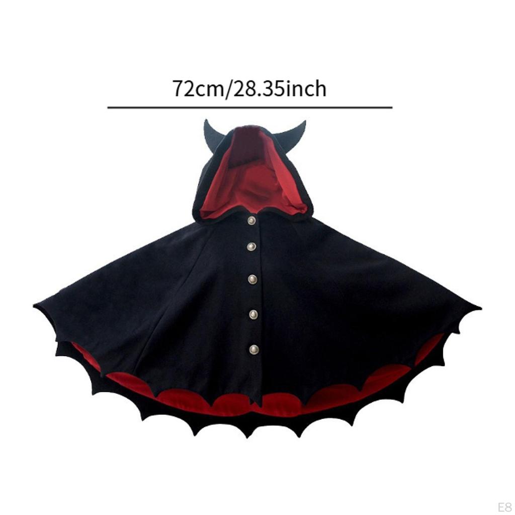 Halloween Cloak Death Cape Outfit Cowl Devil Ears for Kids Adults Boys Girls