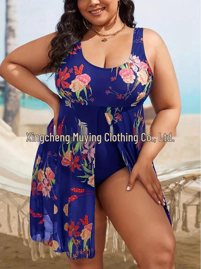 2024 European & American Backless Plus Size One-Piece Swimsuit for Women