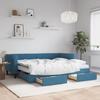VidaXL Daybed with Trundle and Drawers Blue 90x200 Cm Velvet 3197842