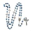 62KD Blue Acrylic Rosary Necklace Long for Cross Pendant Catholic Christian Necklace Religious Jewelry for Men Women Charm Gift