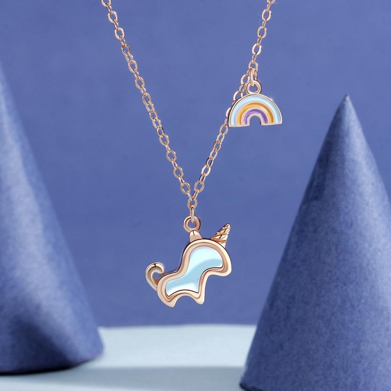 

Радужное единороговое ожерелье Женское универсальное легкое роскошное нишевое дизайнерское высококачественное аксессуары