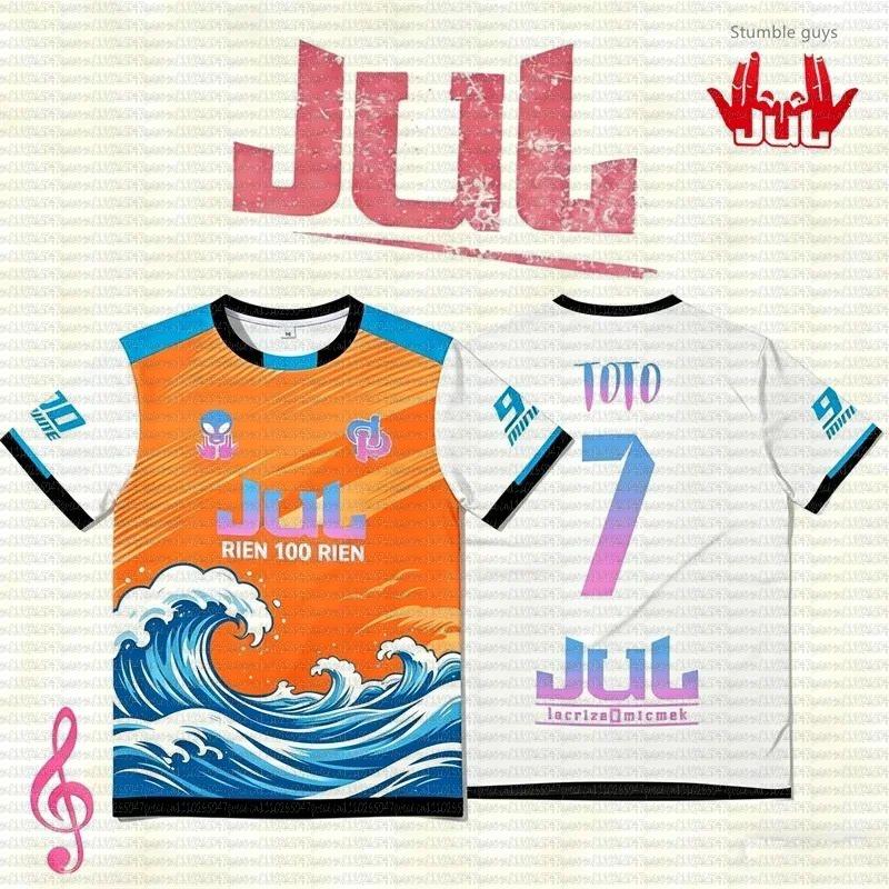 2026 Nowy Album JUL Koszulka Raper Francuski Hip Hop Streetwear Okrągły Dekolt Krótki Rękaw T-shirt Męski i Damski Casualowa Oddychająca Koszulka