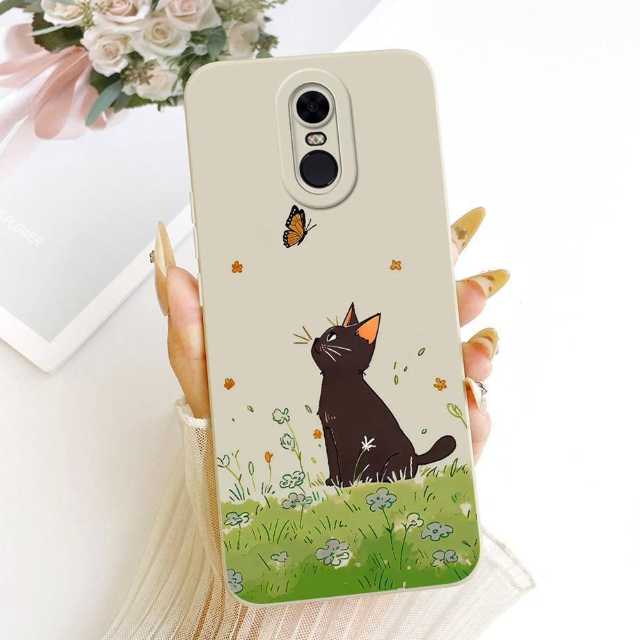 New Fashion Painting Phone Case For Xiaomi Redmi 5 Plus Redmi5 5+ 5Plus Funda Soft Matte Silicone Bow Pattern Cartoon Cat Covers