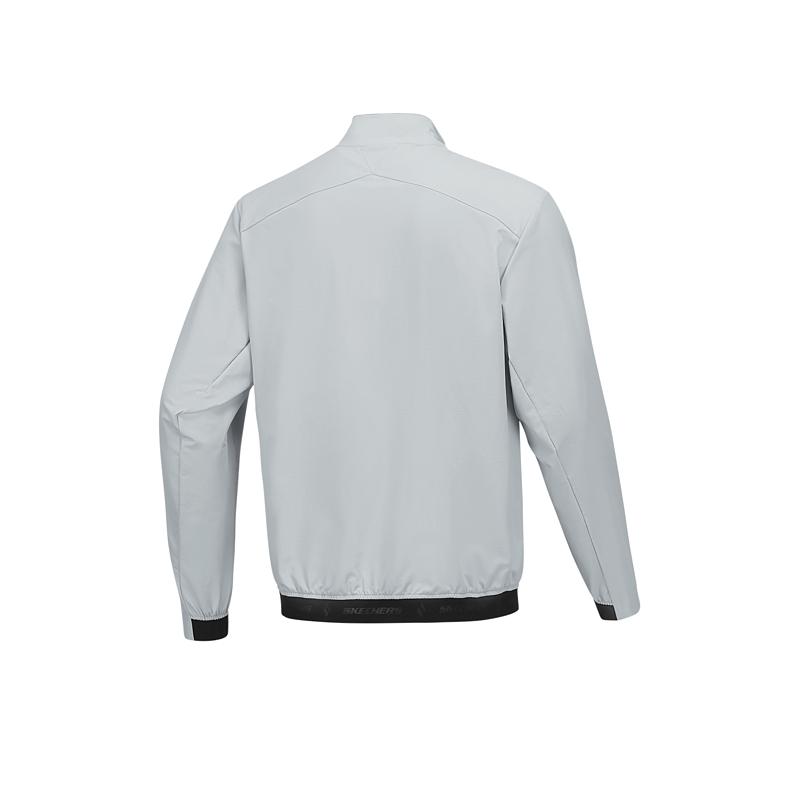 Skechers Sport Lifestyle Series Casual Stand Collar Simple Versatile Long Sleeve Jacket Men Jacket Chip-Gray L225M013-00KW