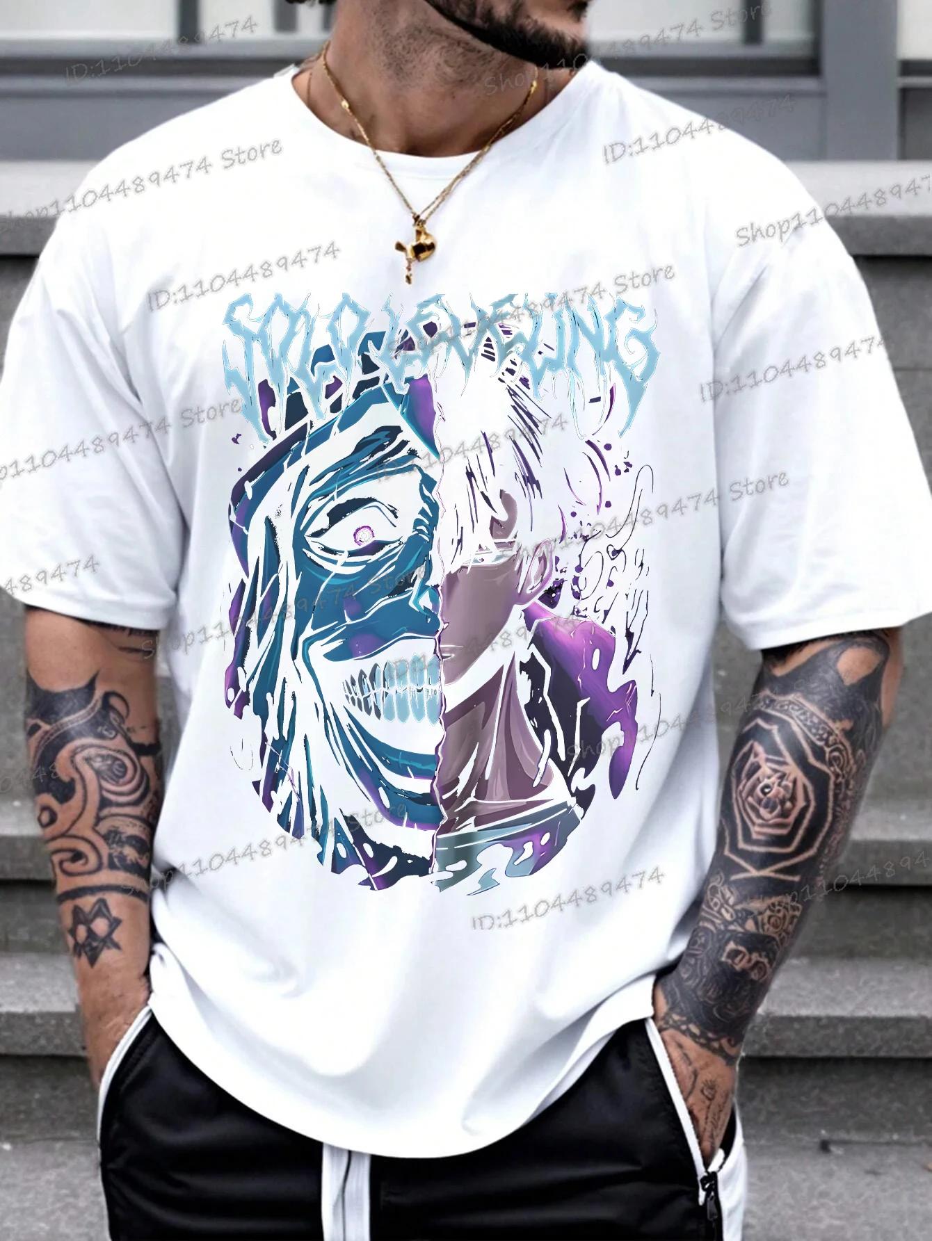 

Аниме Футболка Solo Leveling Мужская Женская Хлопковая Оверсайз с Коротким Рукавом Футболка Статуя Бога и Сон Джин-Ву Комикс Футболки Топы S